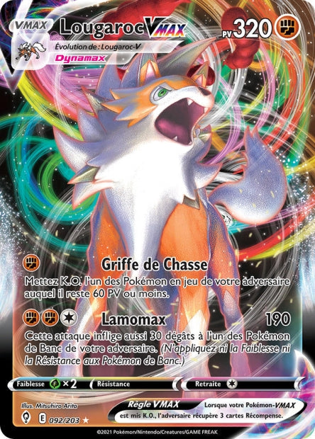 Carte Pokémon Lougaroc VMAX 092/203 EVS Évolution Céleste EB07 Neuf FR LorenZone