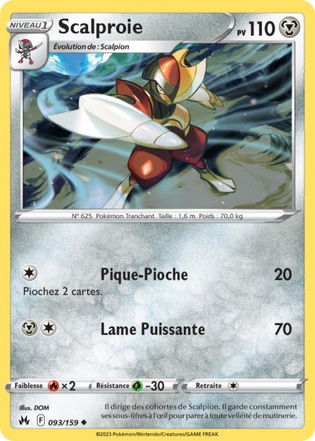 Carte Pokémon Scalproie 093/159 CRZ Epee et Bouclier EB12_5 Neuf FR LorenZone