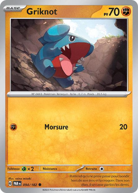 Carte Pokémon Griknot 094/182 PAR Faille Paradoxe EV04 Neuf FR LorenZone
