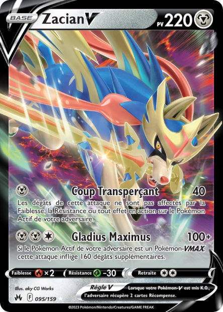 Carte Pokémon Zacian V 095/159 CRZ Epee et Bouclier EB12_5 Neuf FR LorenZone