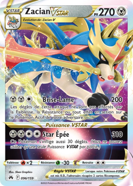 Carte Pokémon Zacian VSTAR 096/159 CRZ Epee et Bouclier EB12_5 Neuf FR LorenZone