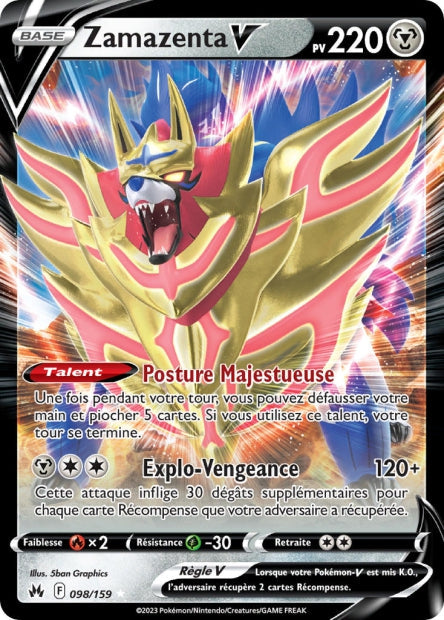 Carte Pokémon Zamazenta V 098/159 CRZ Epee et Bouclier EB12_5 Neuf FR LorenZone