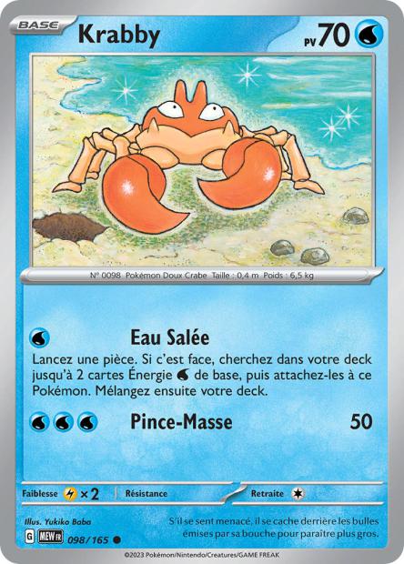 Carte Pokémon Krabby 98/165 MEW 151 EV3_5  Neuf FR LorenZone