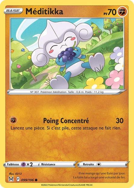 Carte Pokémon Méditikka 099/196 LOR Origine Perdue EB11 Neuf FR LorenZone