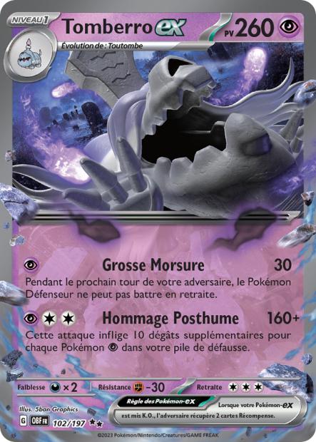 Carte Pokémon Tomberro EX 102/197 Flammes Obsidiennes EV03 LorenZone