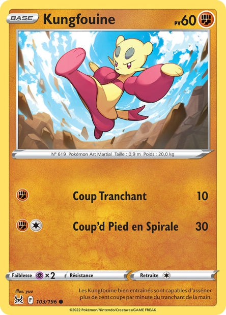 Carte Pokémon Kungfouine 103/196 LOR Origine Perdue EB11 Neuf FR LorenZone
