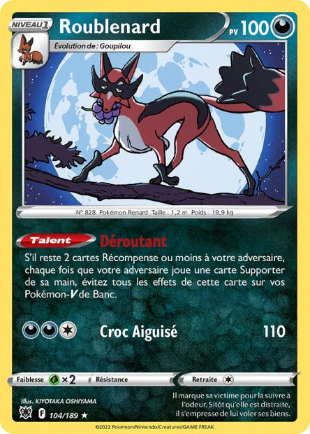 Carte Pokémon Roublenard 104/189 ASR EB10 LorenZone
