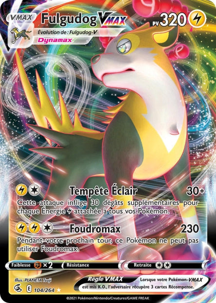 Carte Pokémon Fulgudog VMAX 104/264 FST EB08 LorenZone