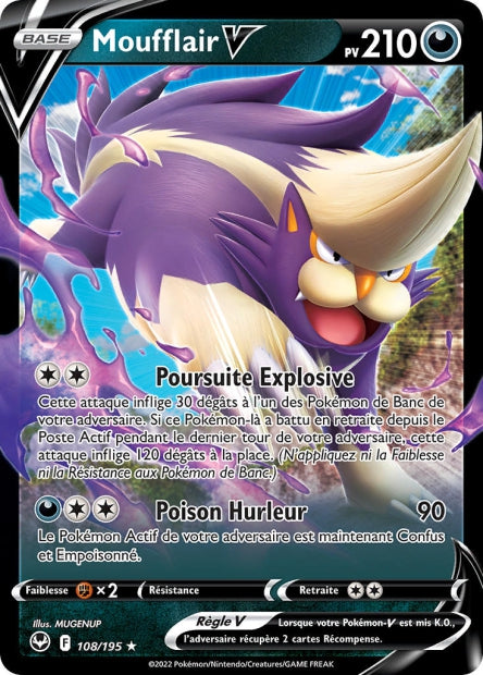 Carte Pokémon Moufflair V 108/195 SIT Tempete Argentee EB12 Neuf FR LorenZone
