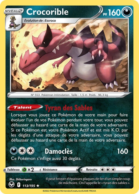 Carte Pokémon Crocorible 113/195 SIT Tempete Argentee EB12 Neuf FR LorenZone