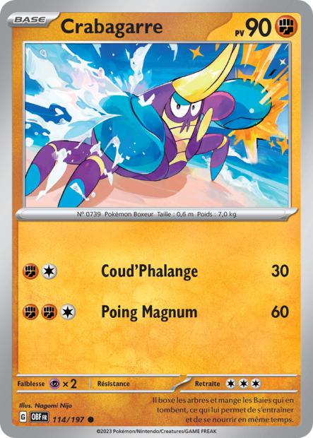 Carte Pokémon Crabagarre 114/197 Flammes Obsidiennes EV03 LorenZone