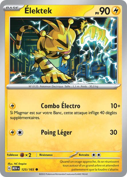 Carte Pokémon Élektek 125/165 MEW 151 EV3_5  Neuf FR LorenZone