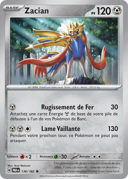Carte Pokémon Zacian 136/182 PAR Faille Paradoxe EV04 Neuf FR LorenZone