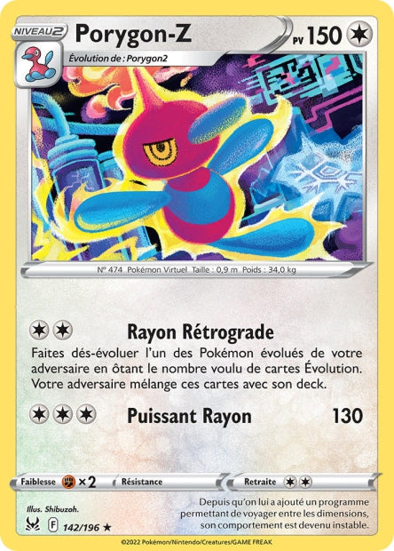 Carte Pokémon Porygon Z 142/196 LOR Origine Perdue EB11 Neuf FR LorenZone