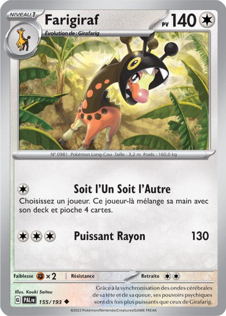 Carte Pokémon Farigiraf 155/193 PAL EV02 LorenZone
