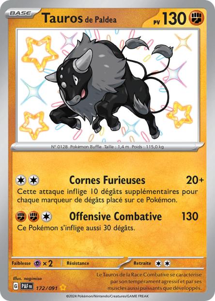 Carte Pokémon Tauros de Paldea 172/091 Destinees de Palea EV4_5 LorenZone