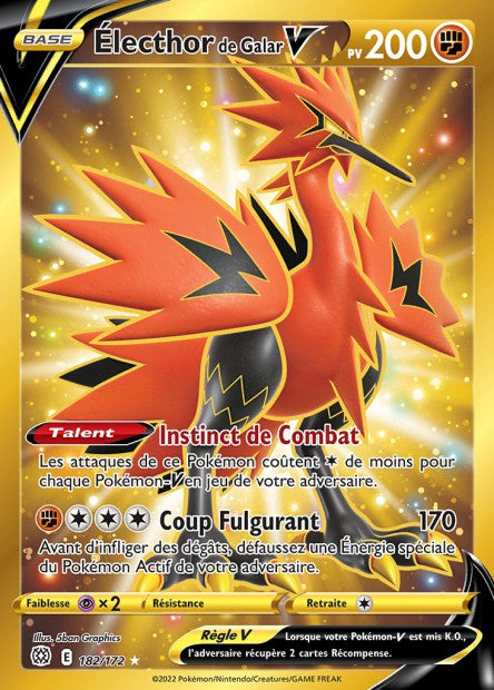 Carte Pokémon Électhor de Galar V 182/172 BRS EB09 LorenZone