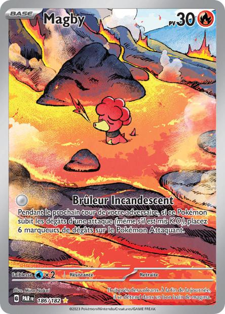 Carte Pokémon Magby 186/182 PAR Faille Paradoxe EV04 Neuf FR LorenZone