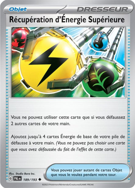 Carte Pokémon Récupération d’Énergie Supérieure 189/193 PAL EV02 LorenZone