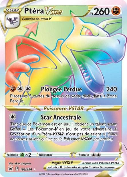 Carte Pokémon Ptéra VSTAR 199/196 LOR Origine Perdue EB11 Neuf FR LorenZone