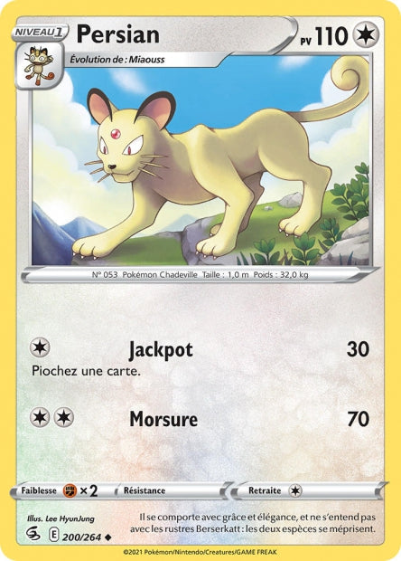 Carte Pokémon Persian 200/264 FST EB08 LorenZone