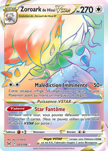 Carte Pokémon Zoroark de Hisui VSTAR 203/196 LOR Origine Perdue EB11 Neuf FR LorenZone
