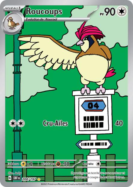 Carte Pokémon Roucoups 208/197 Flammes Obsidiennes EV03 LorenZone