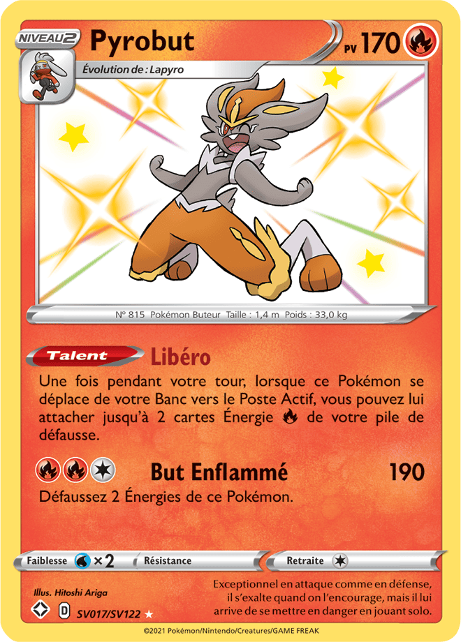 Carte Pokémon Pyrobut SV017/SV122 SWSH45 Destinées Radieuses EB4_5 Neuf FR LorenZone