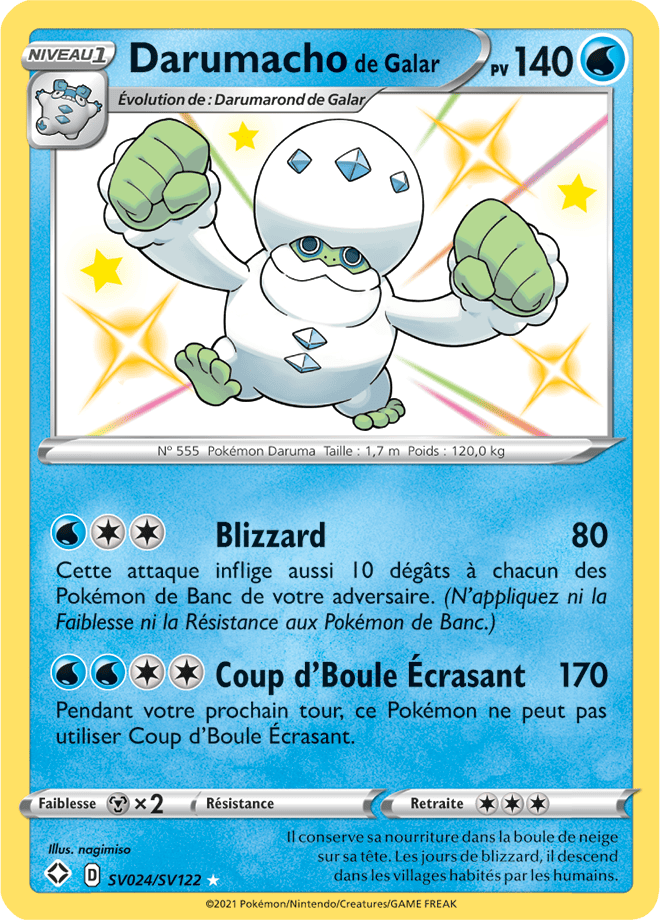 Carte Pokémon Darumacho de Galar SV024/SV122 SWSH45 Destinées Radieuses EB4_5 Neuf FR LorenZone
