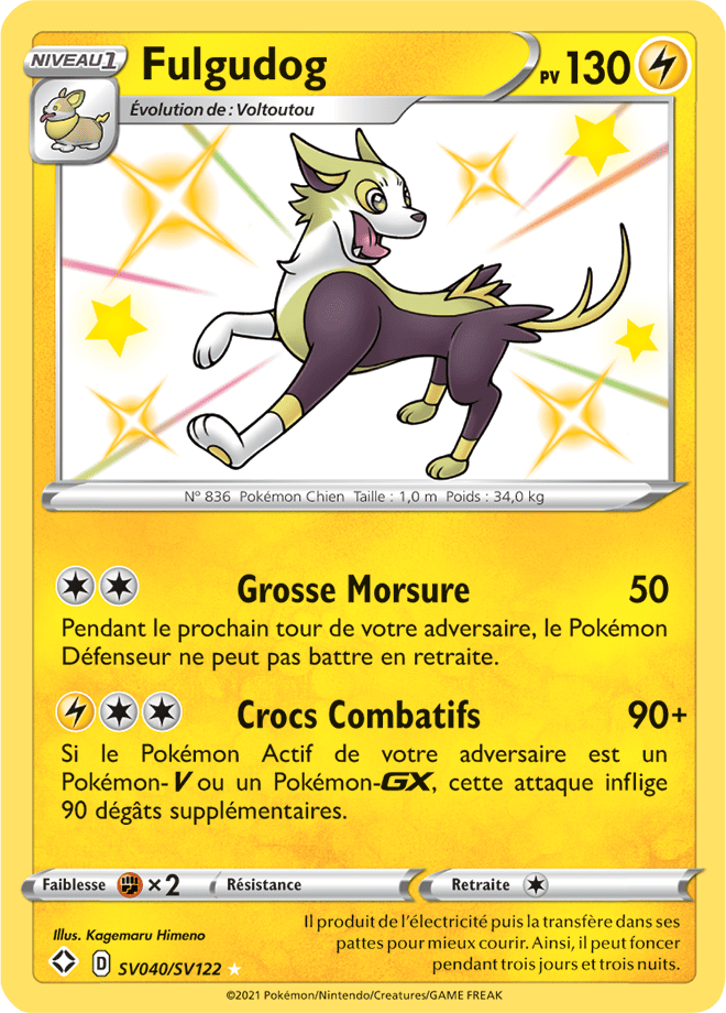 Carte Pokémon Fulgudog SV040/SV122 SWSH45 Destinées Radieuses EB4_5 Neuf FR LorenZone