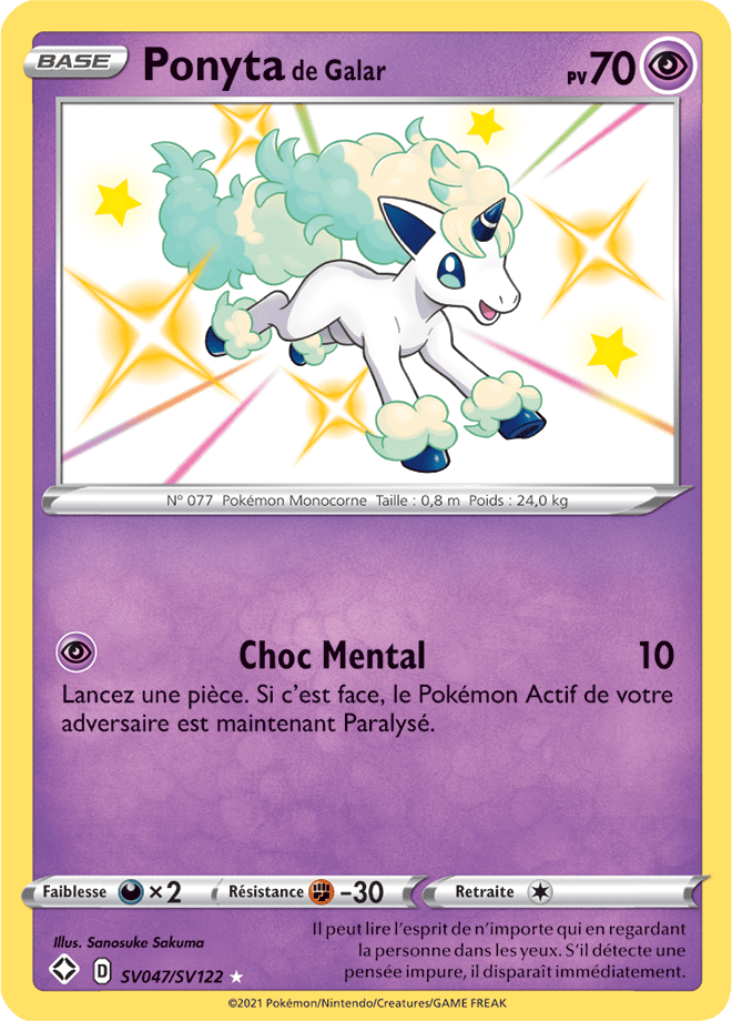 Carte Pokémon Ponyta de Galar SV047/SV122 SWSH45 Destinées Radieuses EB4_5 Neuf FR LorenZone
