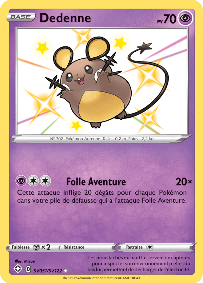 Carte Pokémon Dedenne SV051/SV122 SWSH45 Destinées Radieuses EB4_5 Neuf FR LorenZone