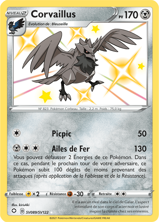 Carte Pokémon Corvaillus SV089/SV122 SWSH45 Destinées Radieuses EB4_5 Neuf FR LorenZone