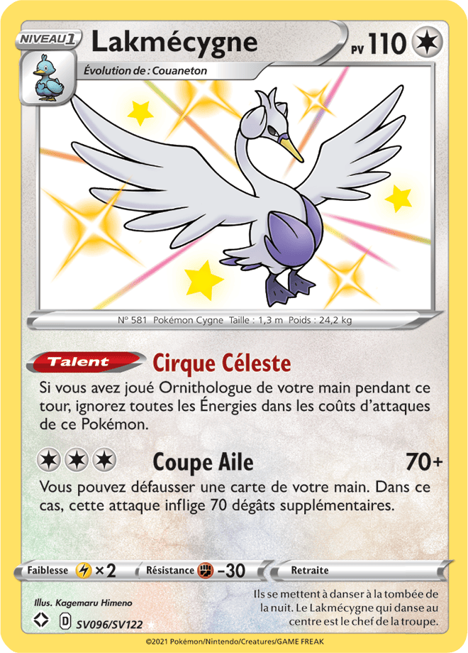 Carte Pokémon Lakmécygne SV096/SV122 SWSH45 Destinées Radieuses EB4_5 Neuf FR LorenZone