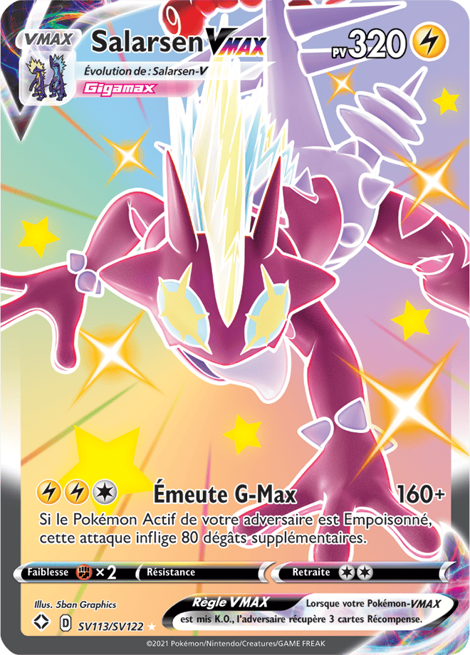 Carte Pokémon Salarsen VMAX SV113/SV122 SWSH45 Destinées Radieuses EB4_5 Neuf FR LorenZone
