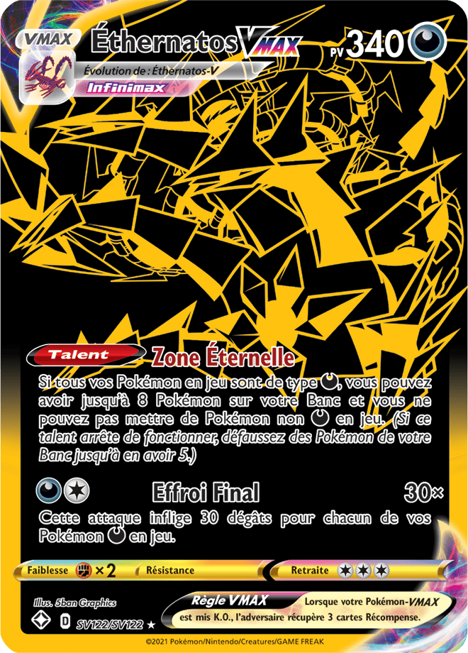 Carte Pokémon Éthernatos VMAX SV122/SV122 SWSH45 Destinées Radieuses EB4_5 Neuf FR LorenZone