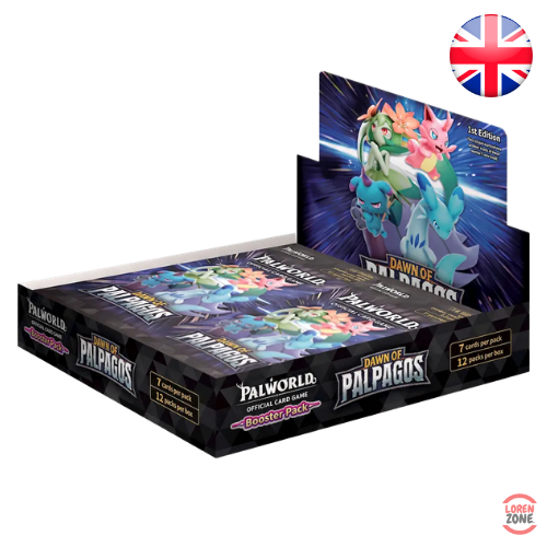 Display Palworld TCG Dawn of Palpagos BP01 édition 1 avec le misprint Palword, restock LorenZone