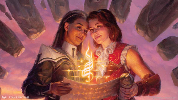 Visuel officiel Magic Secrets of Strixhaven - chercheurs reunis sur le campus de l'Universite de Strixhaven (Wizards of the Coast 2026)