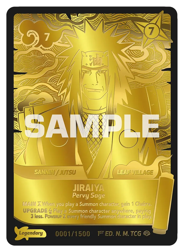 Carte Naruto Mythos Jiraiya Pervy Sage 001/000 Legendary Légendaire Shinobi Shiren 2ème Chapitre Neuf EN LorenZone