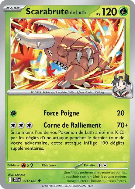 Carte Pokémon Scarabrute de Luth 001/182 DRI Rivalités Destinées EV10 Neuf FR LorenZone