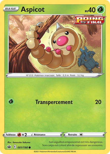 Carte Pokémon Aspicot 001/198 CRE Règne de Glace EB06 Neuf FR LorenZone