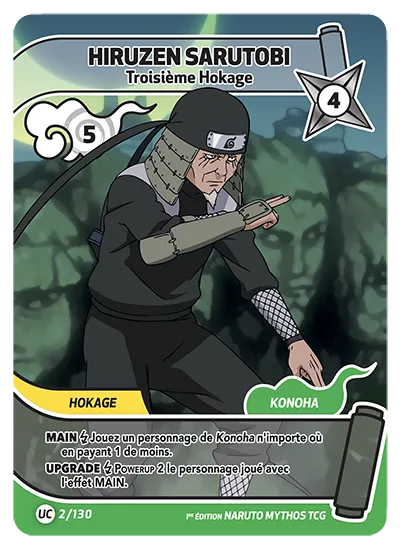 Carte Naruto Mythos HIRUZEN SARUTOBI – Troisième Hokage 002/130 UC 1er Chapitre Neuf FR LorenZone