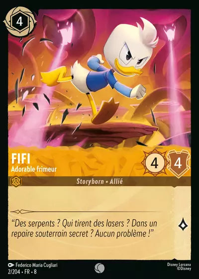 Carte Lorcana - Disney Fifi, Adorable frimeur 002/204 Commune Federico Maria Cugliari Chapitre 08 Le Règne de Jafar ROJ Neuf FR LorenZone