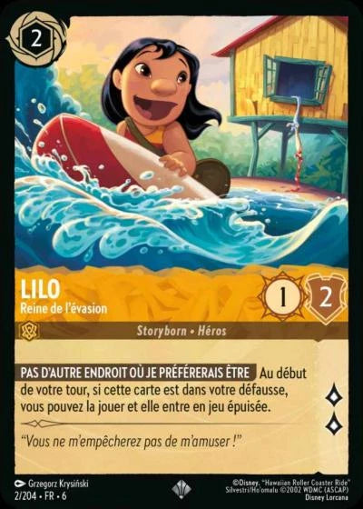 Carte Lorcana - Disney Lilo, Reine de l'évasion 002/204 Super Rare  Chapitre 06 La Mer Azurite AZS Neuf FR LorenZone