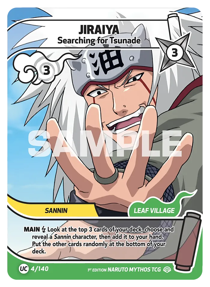 Carte Naruto Mythos Jiraiya Searching for Tsunade 004/140 Uncommon Full Art Shinobi Shiren 2ème Chapitre Neuf EN LorenZone
