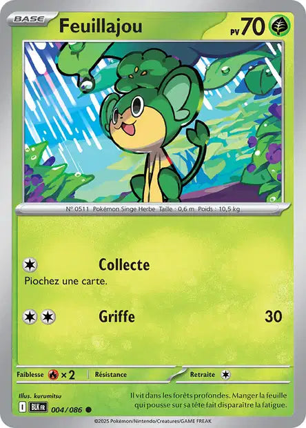 Carte Pokémon Feuillajou 004/086 BLK Foudre Noire EV10_5 Neuf FR LorenZone