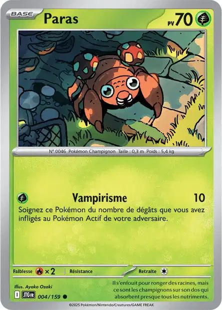 Carte Pokémon Paras 004/159 JTG Aventures Ensemble EV09 Neuf FR LorenZone