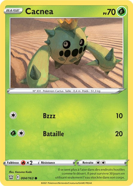 Carte Pokémon Cacnea 004/163 SWSH5 Styles de Combat EB05 Neuf FR LorenZone