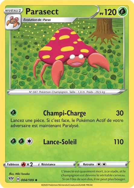 Carte Pokémon Parasect 004/189 SWSH3 Ténèbres Embrasées EB03 Neuf FR LorenZone