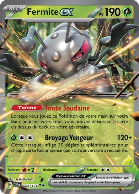 Carte Pokémon Fermite EX 004/191 SSP Étincelles Déferlantes EV08 Neuf FR LorenZone